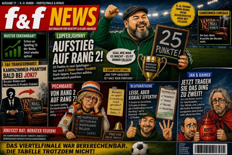 Der Berater ist zurück: Pechmaries Nullnummer, Lupferjohnnys Sturm auf Rang 2 – und ein Chat, der plötzlich wieder redet