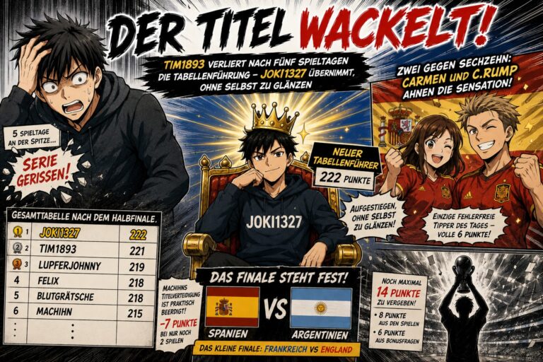 Der Titel wackelt: Tim1893 verliert nach fünf Spieltagen die Tabellenführung – Joki1327 übernimmt, ohne selbst zu glänzen