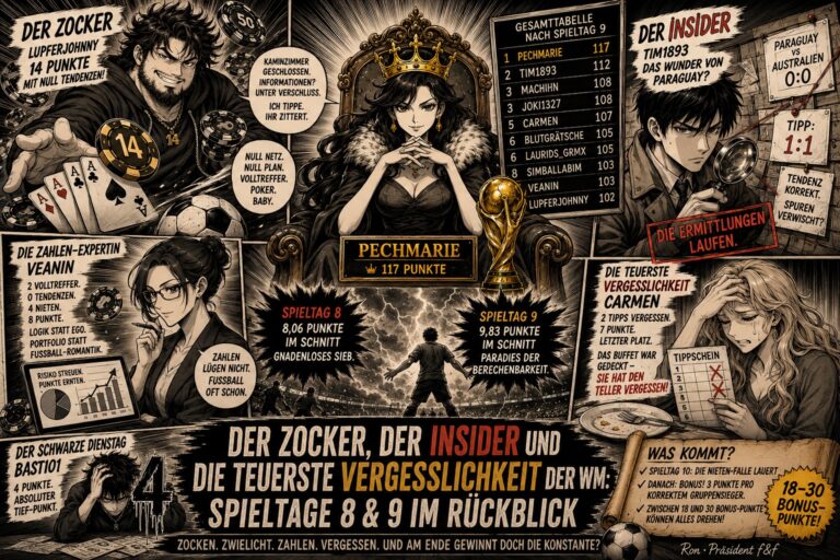 Der Zocker, der Insider und die teuerste Vergesslichkeit der WM: Spieltage 8 & 9 im Rückblick